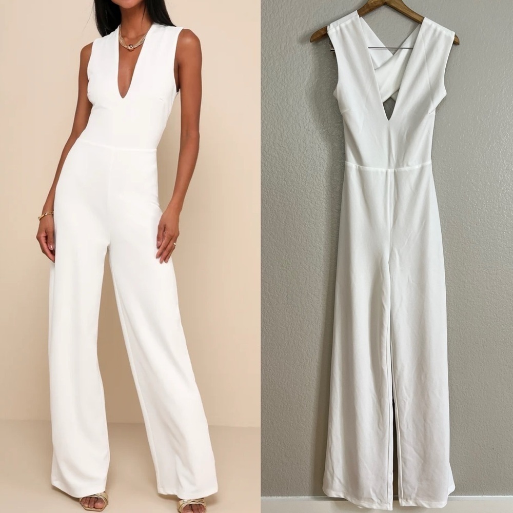 Thinking Out Loud White Backless Jumpsuit